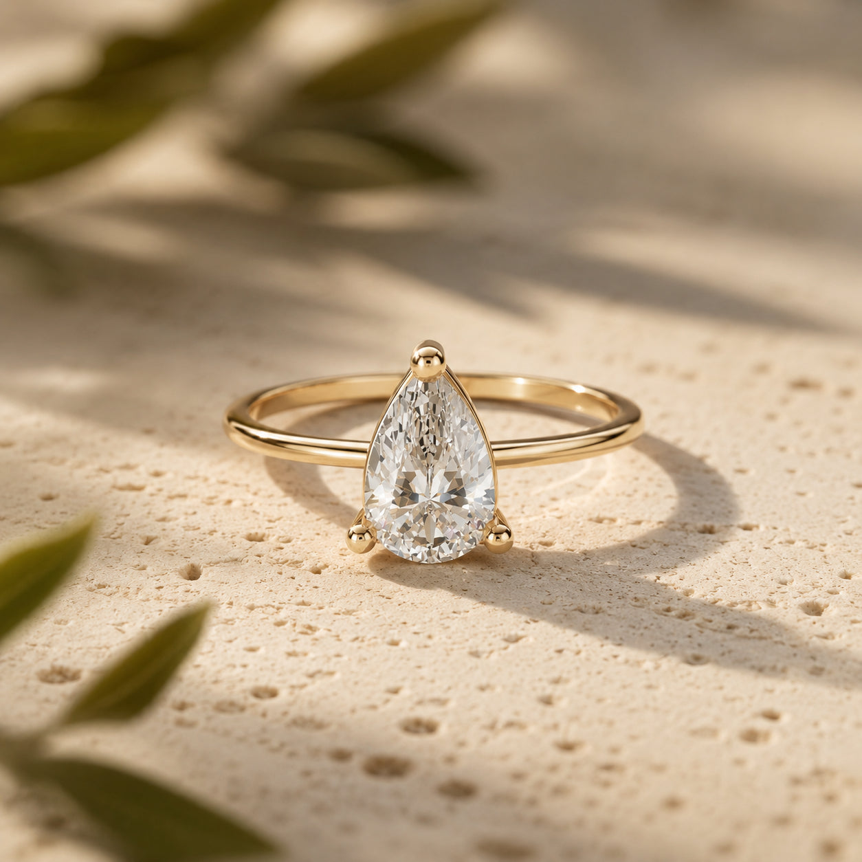 Anillo solitario con diamante de 1 Qt de corte pera