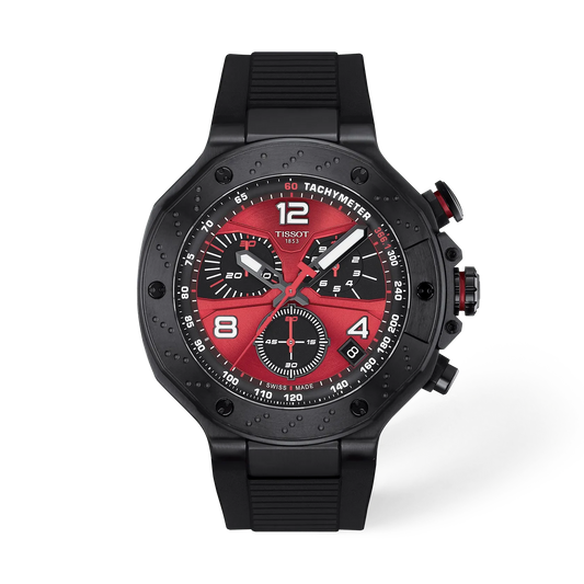 Reloj Tissot T-Race Cronógrafo Rojo y Negro Con Casco