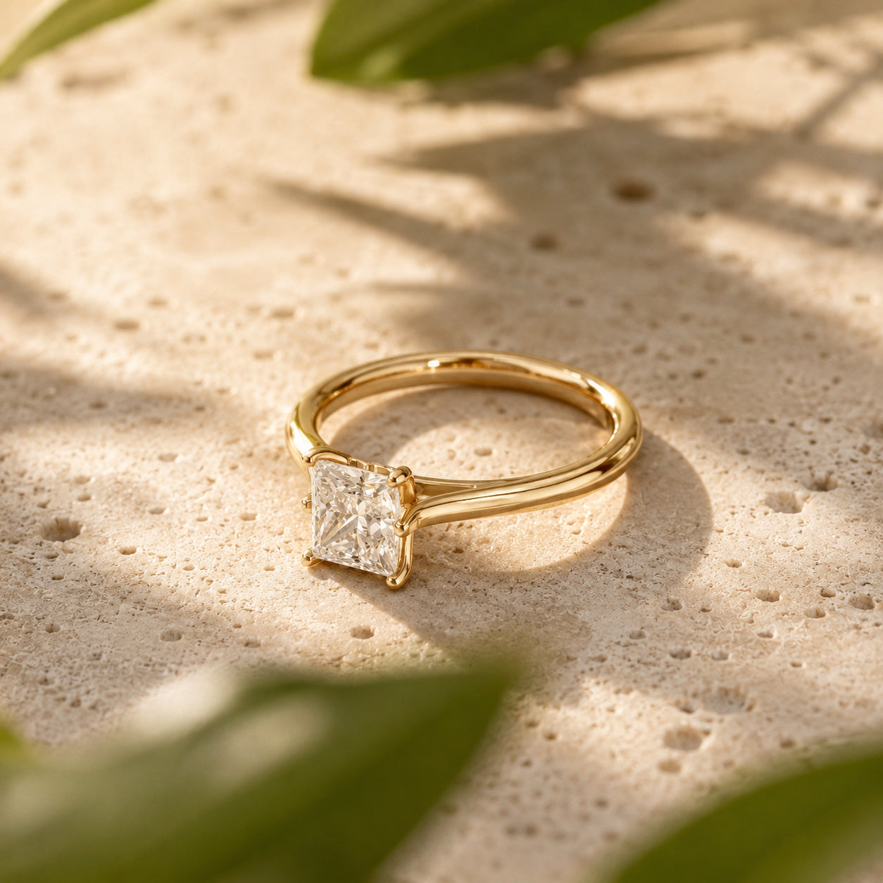 Anillo solitario con diamante de 1 Qt de corte princesa