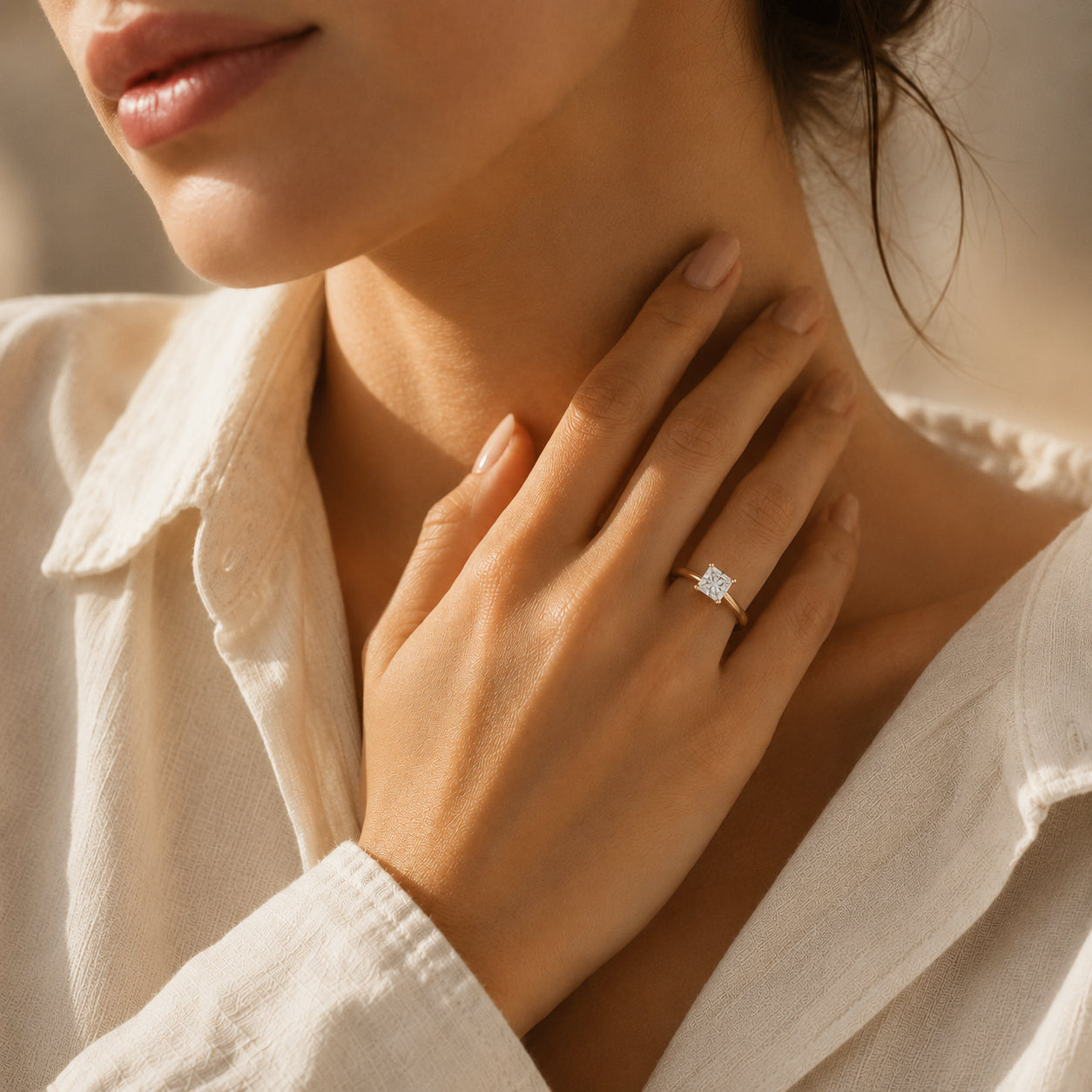 Anillo solitario con diamante de 1 Qt de corte princesa