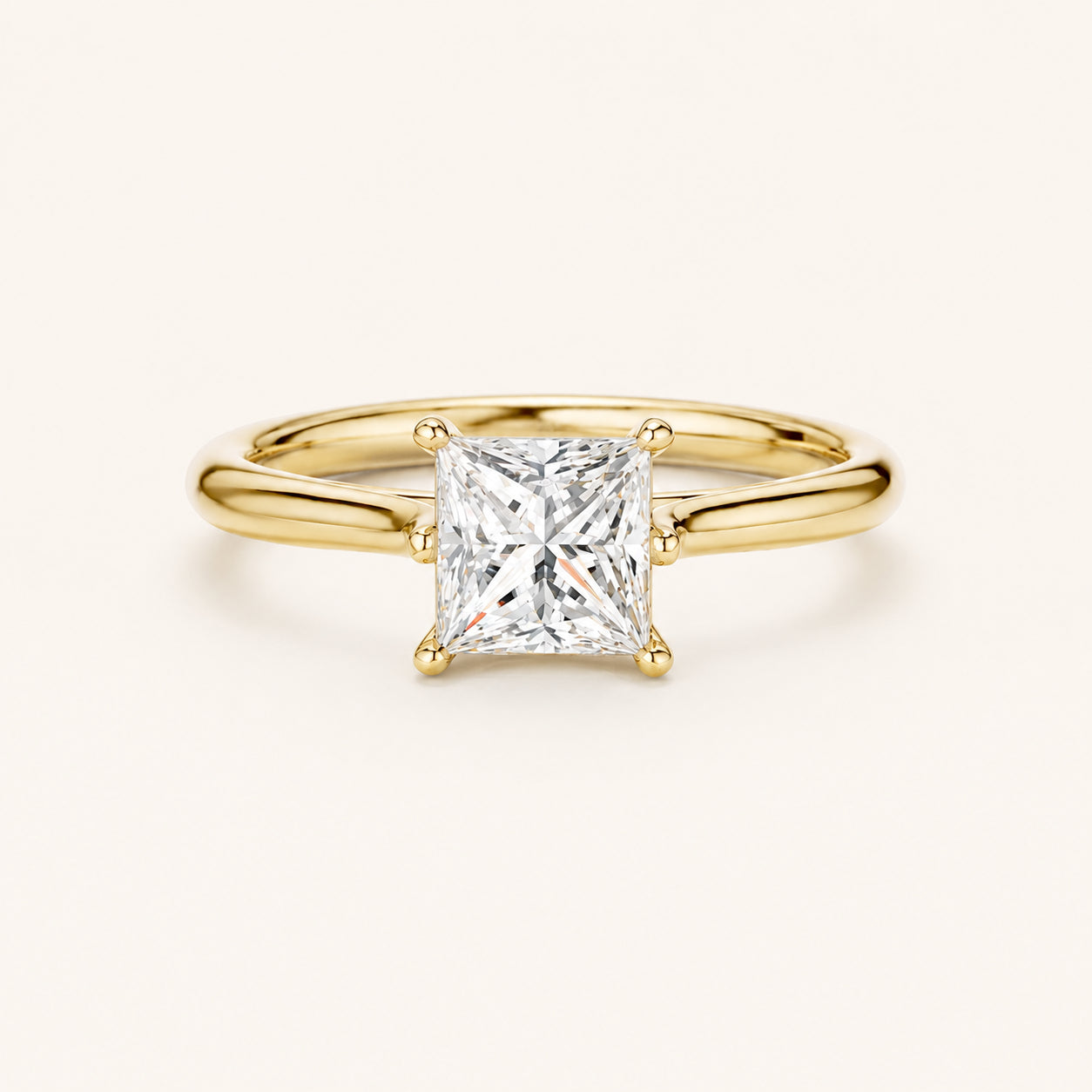 Anillo solitario con diamante de 1 Qt de corte princesa