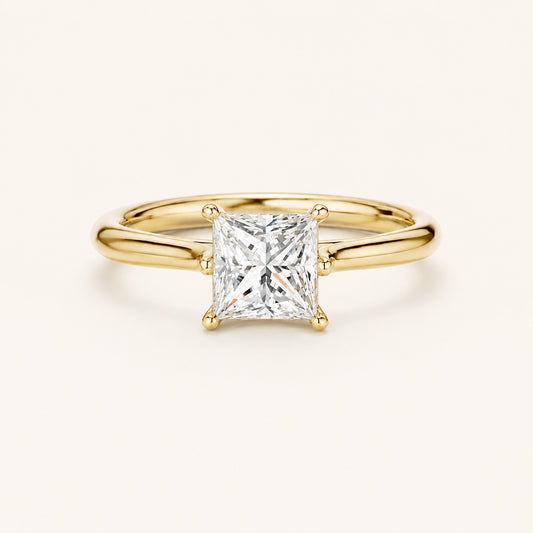 Anillo solitario con diamante de 1 Qt de corte princesa