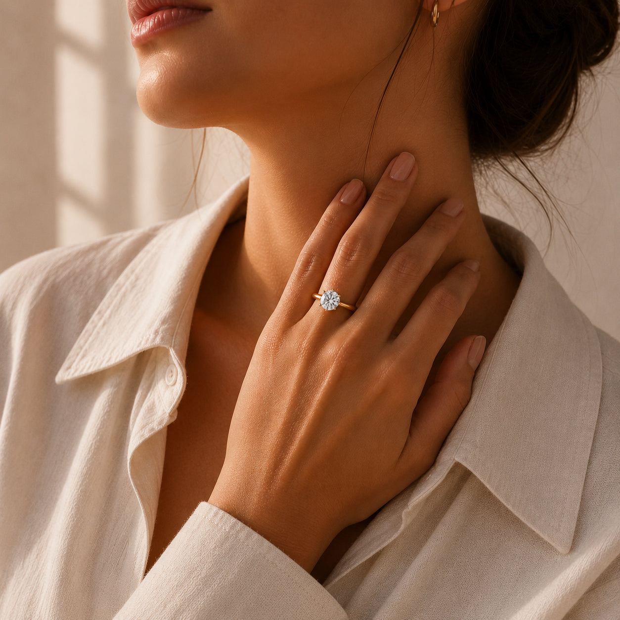 Anillo solitario con diamante de 1 Qt. Corte redondo
