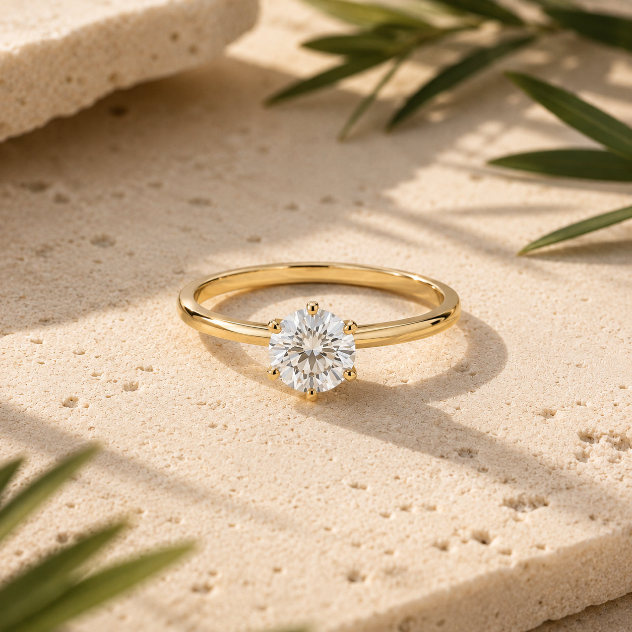 Anillo solitario con diamante de 1 Qt. Corte redondo