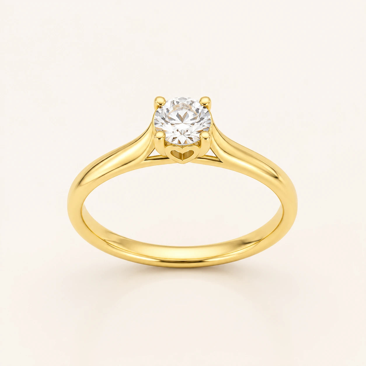 Anillo solitario con diamante de laboratorio de 0.28 Qt corte redondo