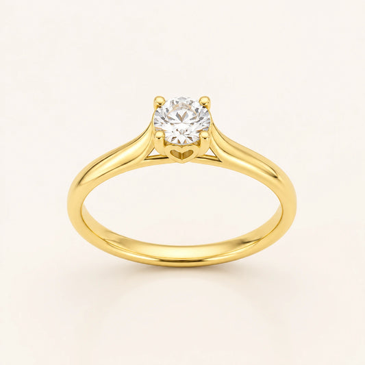 Anillo solitario con diamante de laboratorio de 0.28 Qt corte redondo