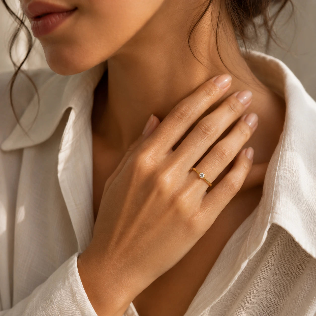 Anillo solitario con diamante de laboratorio de 0.28 Qt corte redondo
