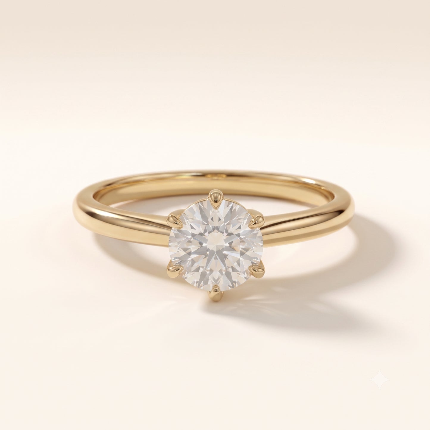 Anillo solitario con diamante de 1 Qt. Corte redondo